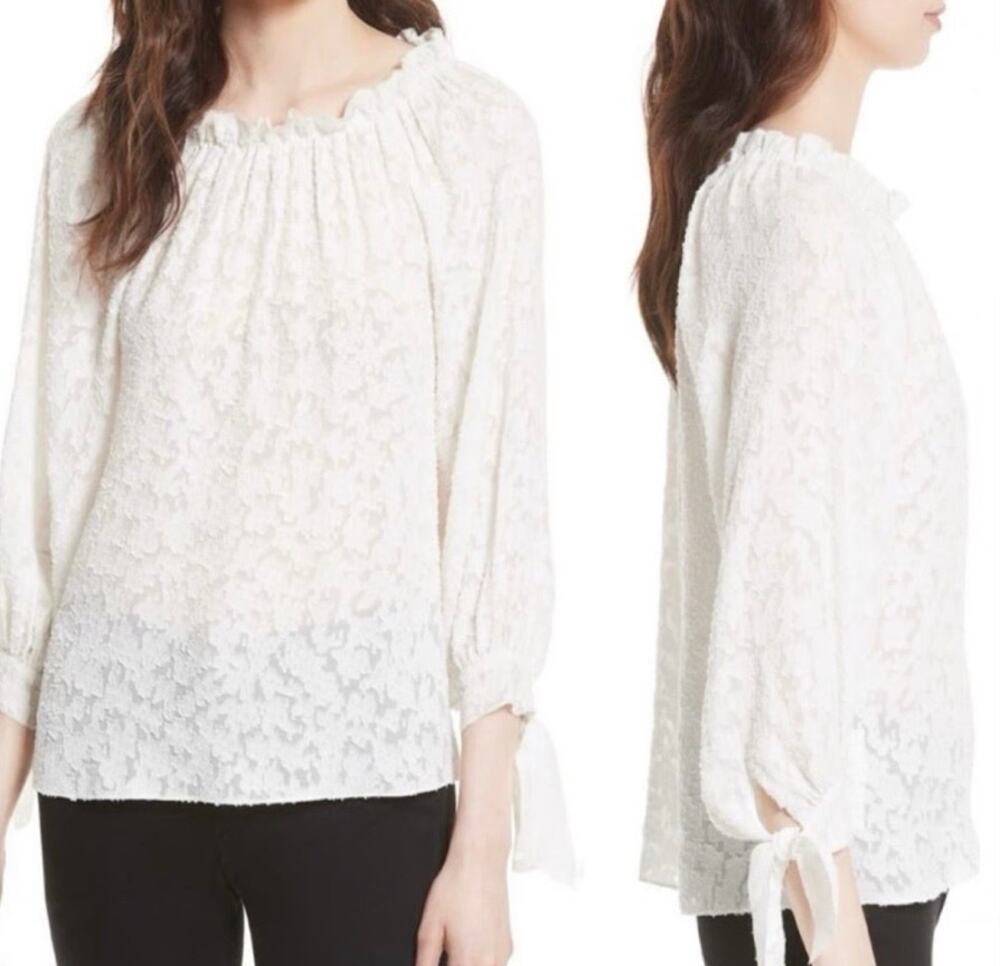 Rebecca Taylor Womens Julia Floral Lace Silk Top Size 2 Quiet Luxury Designer
